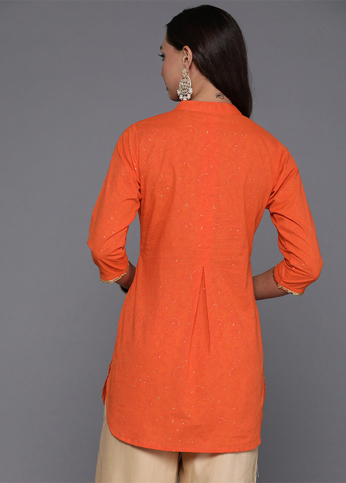 Orange Readymade Cotton Tunic Collections Cheap Pice