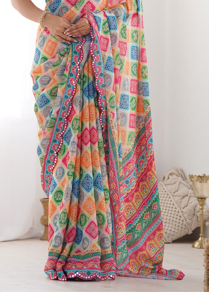 Multicolor Spun Silk Saree With Blouse Piece Visit Online