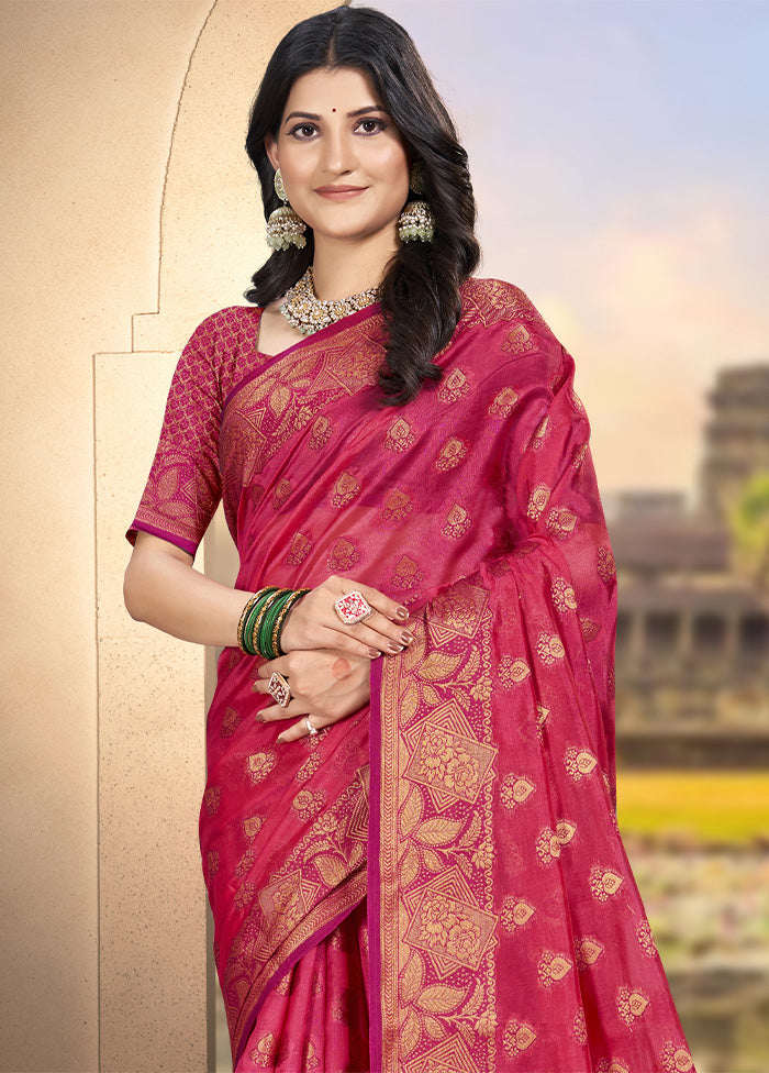 Pink Spun Silk Saree With Blouse Piece Cheap Sale Shop For