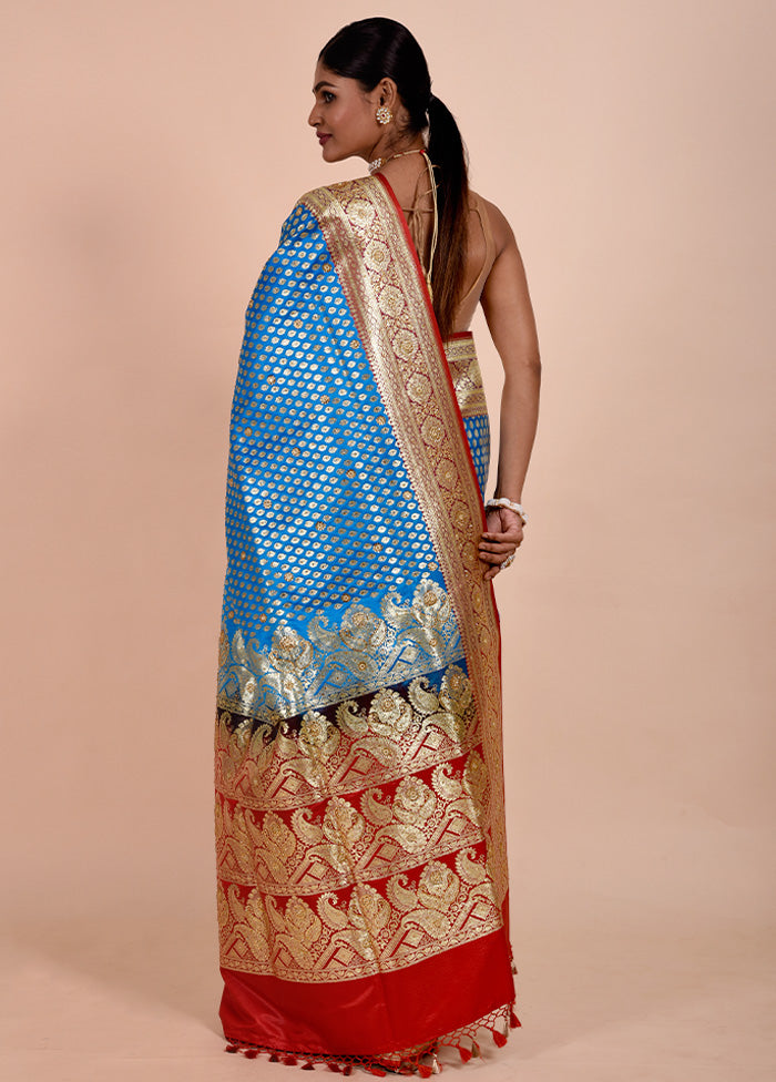 Blue Banarasi Silk Saree With Blouse Piece Release Dates Sale Online