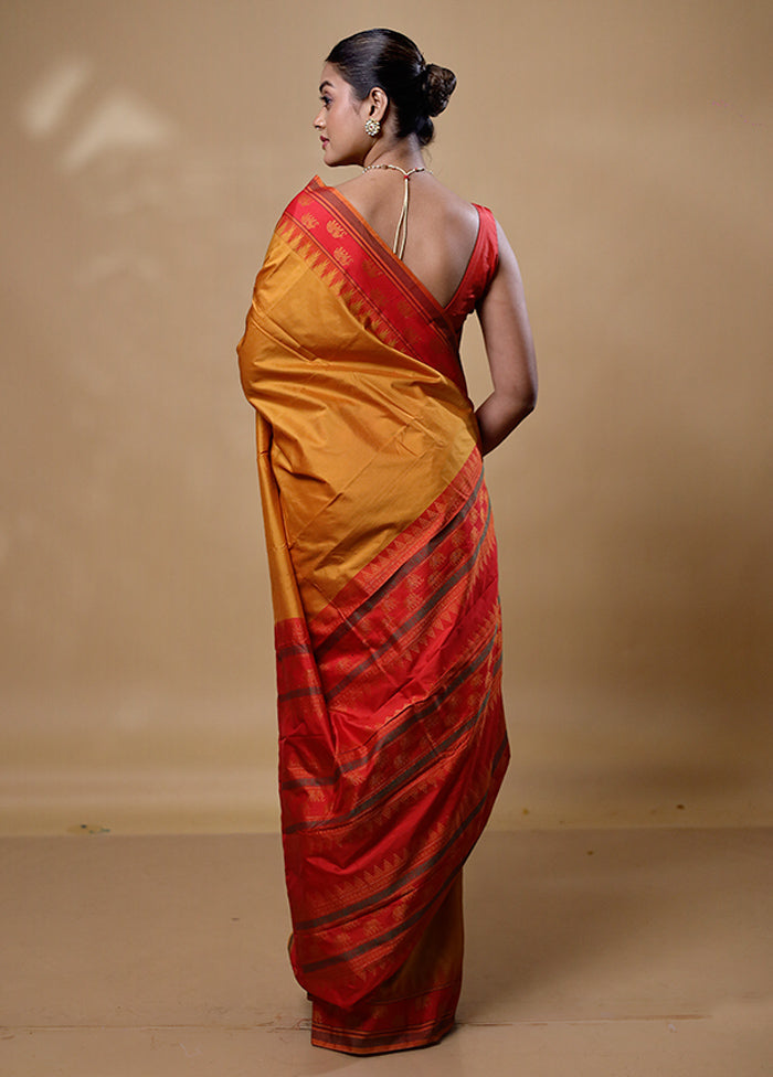 Mustard Kanjivaram Silk Saree With Blouse Piece Collections Cheap Online