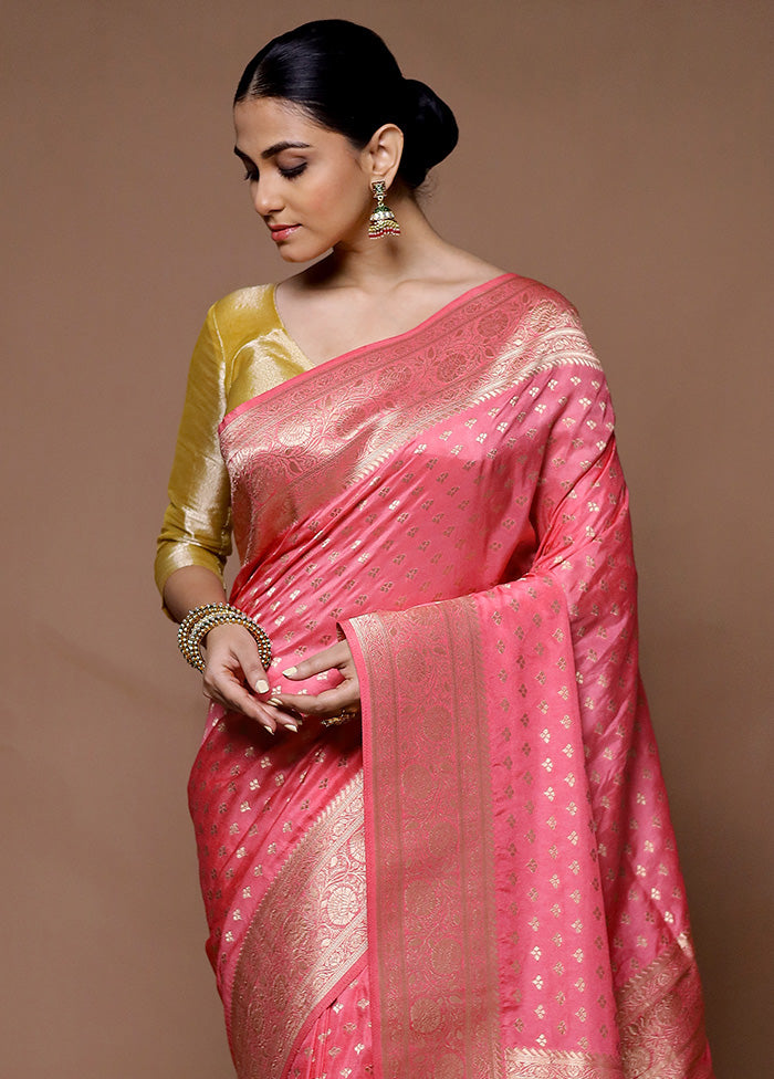 Pink Georgette Saree With Blouse Piece Sast For Sale