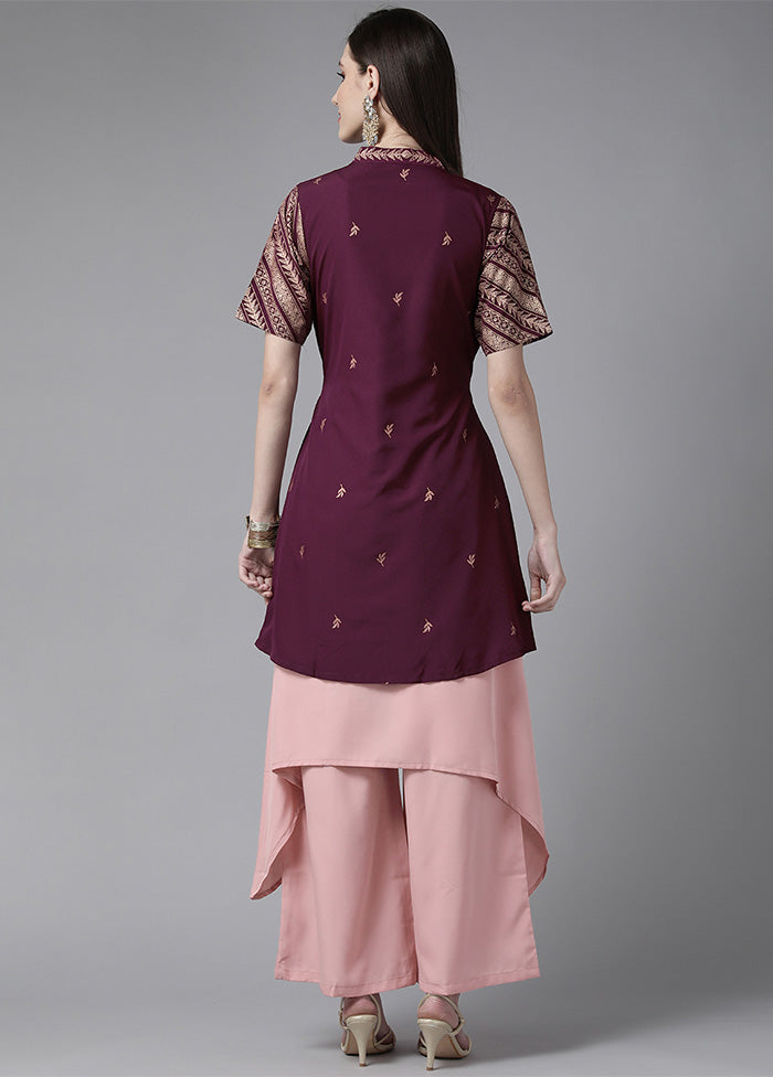 2 Pc Wine Readymade Silk Kurti Set Quality From China Wholesale