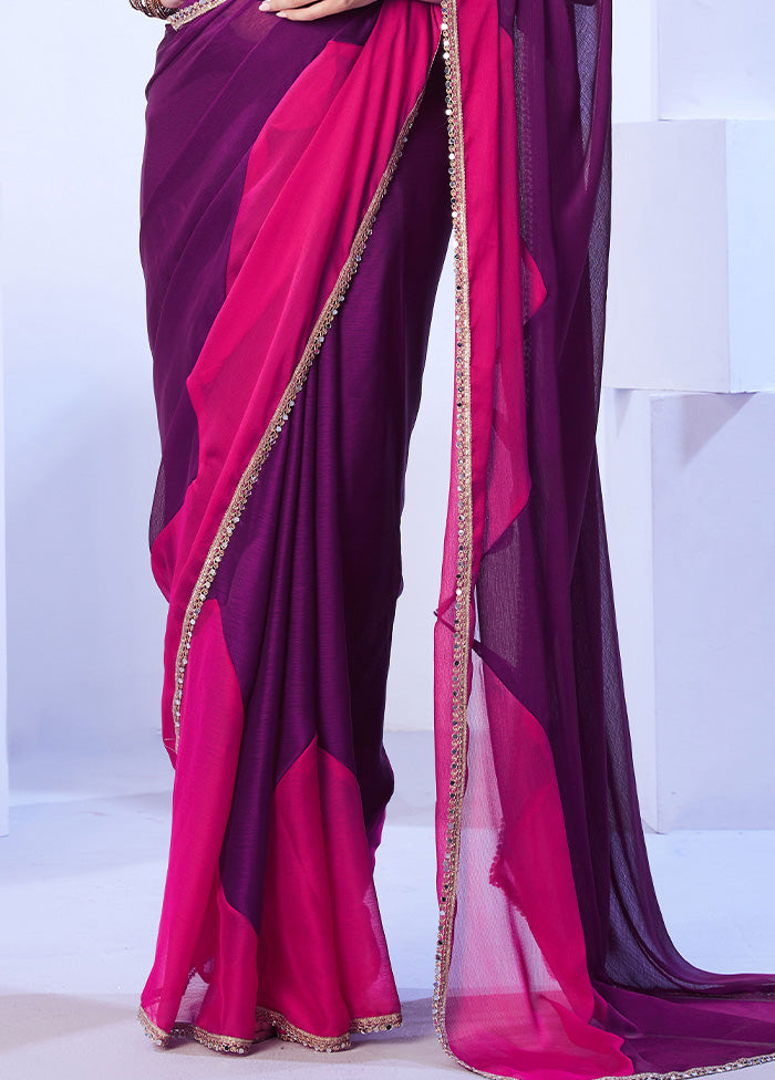 Purple Satin Silk Saree With Blouse Piece Buy Cheap Tumblr