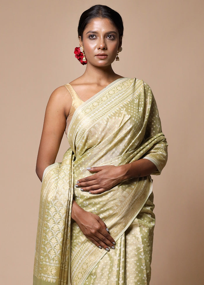 Green Tissue Silk Saree With Blouse Piece Free Shipping Online