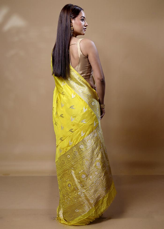 Yellow Dupion Silk Saree With Blouse Piece Lowest Pice Cheap Pice