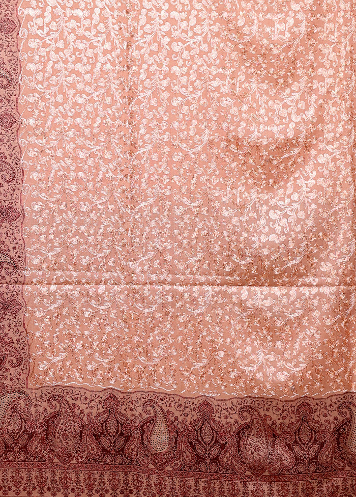 Peach Butta Work With Zari Woven Border Shawl Visa Payment For Sale