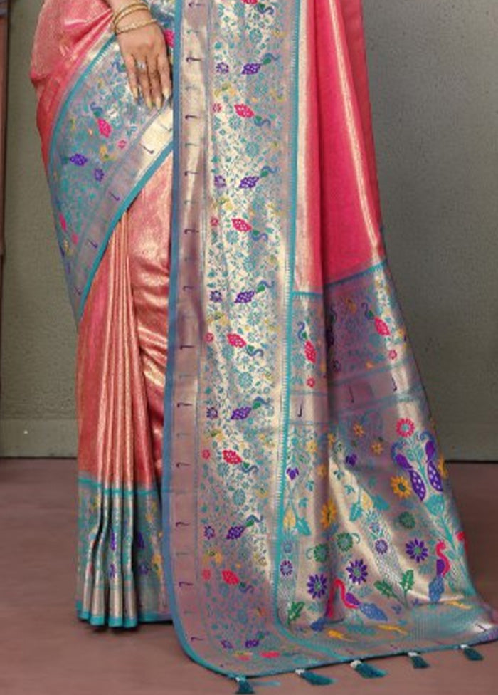 Pink Banarasi Silk Saree With Blouse Piece In China Cheap Online