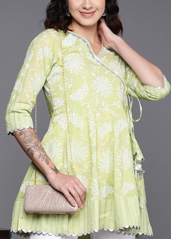 Pista Green Readymade Cotton Tunic Cheap Sale For Cheap