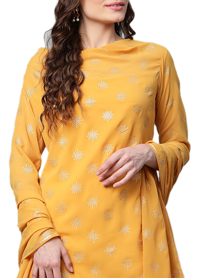 2 Pc Mustard Readymade Georgette Kurti Set Free Shipping View