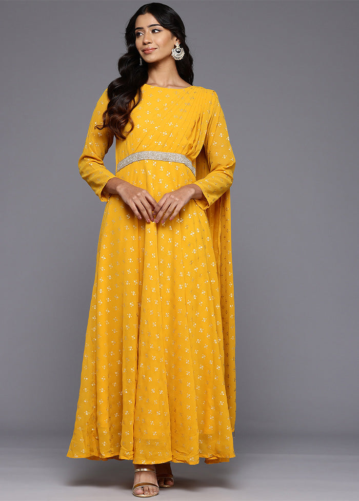 Mustard Readymade Georgette Indian Dress Tumblr Online