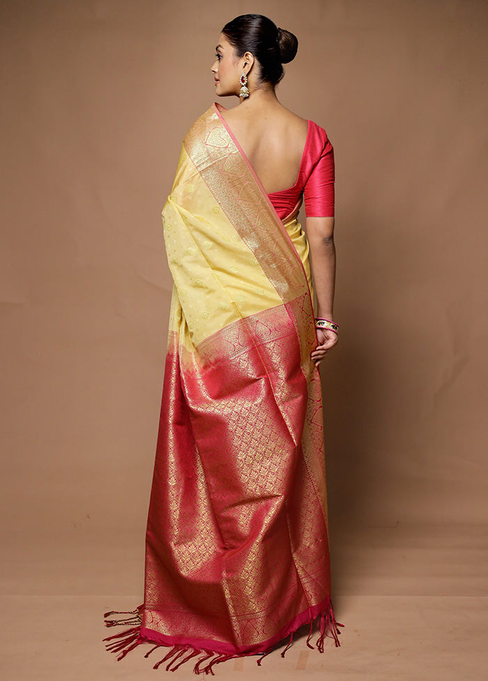 Cream Kanjivaram Silk Saree With Blouse Piece Cheap Online Store Manchester