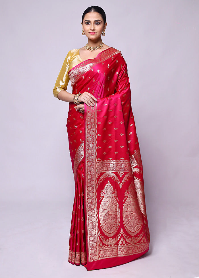 Pink Banarasi Silk Saree With Blouse Piece Deals Cheap Online