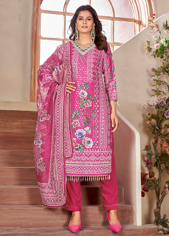 3 Pc Multicolor Readymade Silk Suit Set Cheap Pice Cost