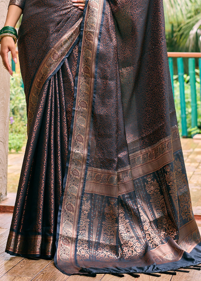 Black Kanjivaram Silk Saree With Blouse Piece Cheap Sale Footlocker Pictures