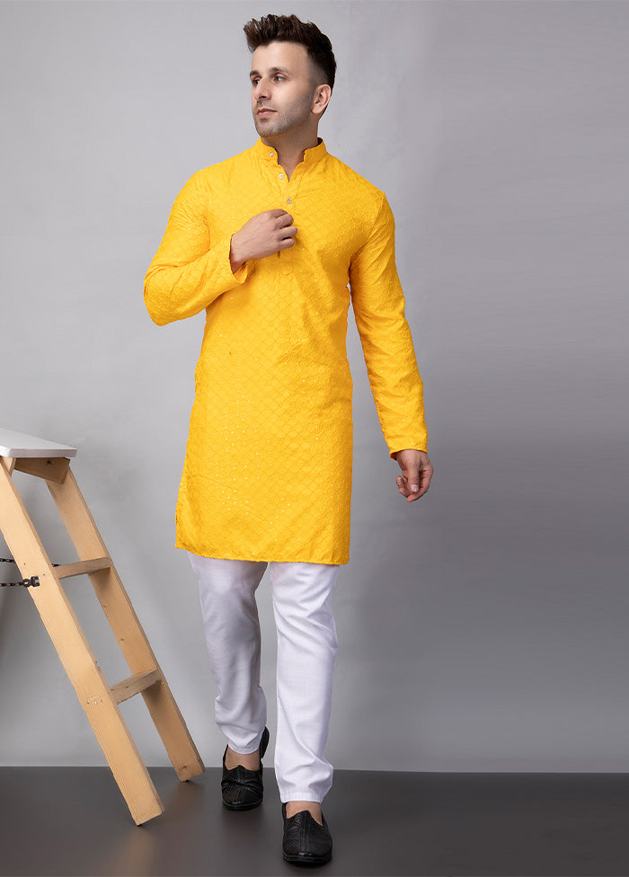 2 Pc Yellow Viscose Kurta Pajama Set Cheap Pick A Best