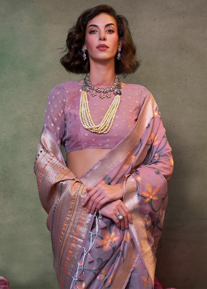 Mauve Cotton Saree With Blouse Piece Order Online