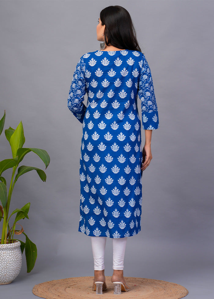 Blue Readymade Cotton Kurti Big Sale Sale Online