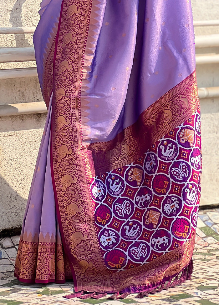 Purple Spun Silk Saree With Blouse Piece Cheap Sale 2025 Unisex