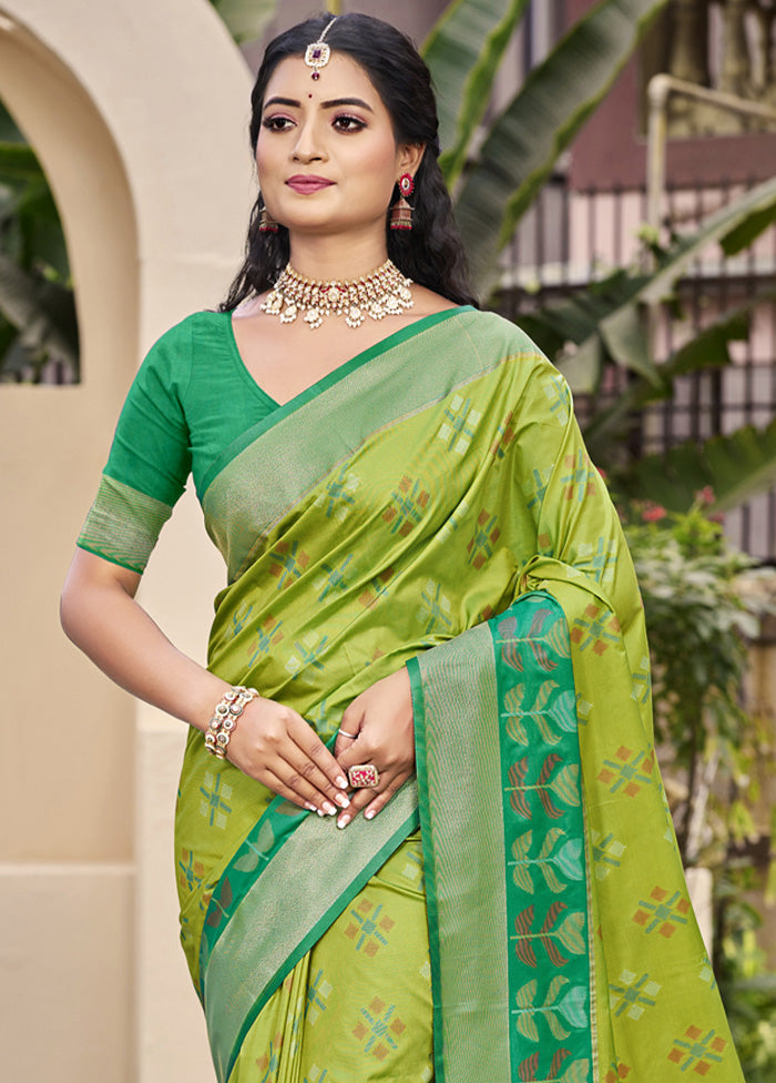 Light Green Spun Silk Saree With Blouse Piece Outlet Excellent