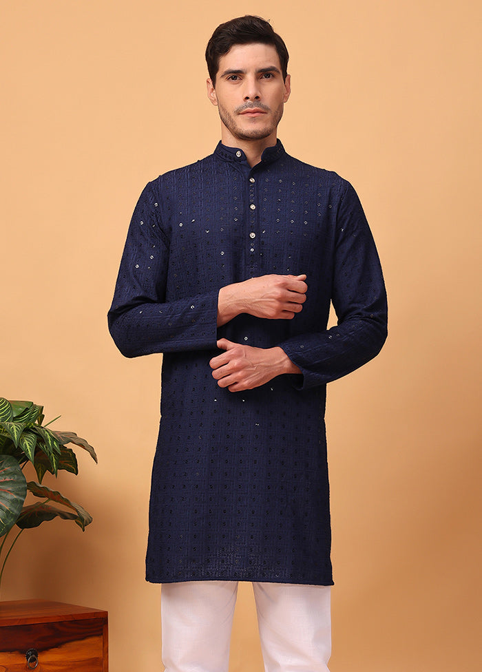 2 Pc Navy Blue Viscose Kurta Pajama Set Buy Cheap Low Shipping