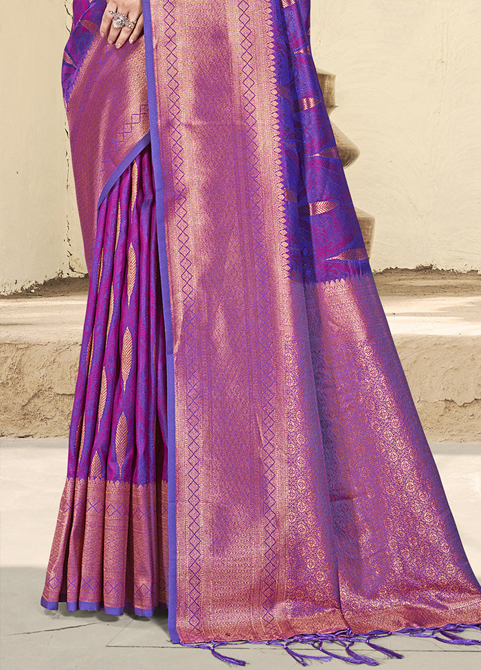 Purple Spun Silk Saree With Blouse Piece Shop For Sale