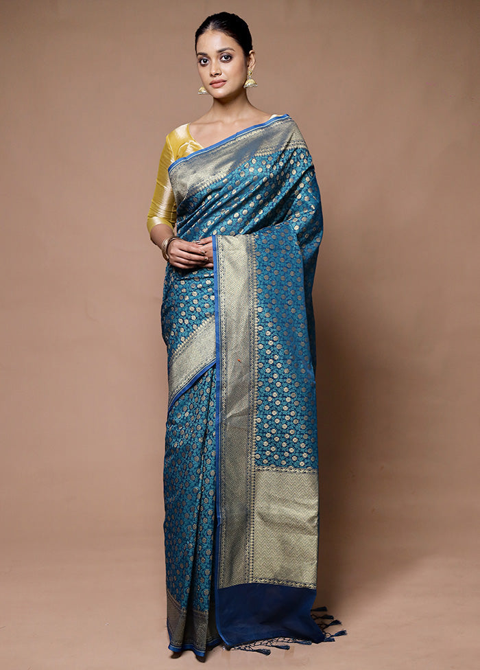 Blue Kora Silk Saree With Blouse Piece 2025 New Sale Online