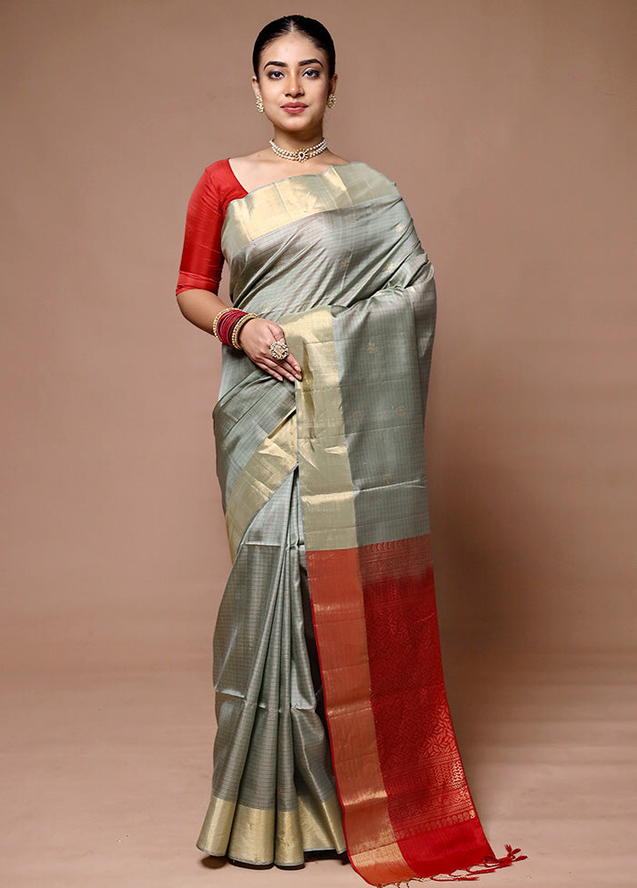 Green Handloom Kanchipuram Pure Silk Saree With Blouse Piece Footlocker Finishline Online