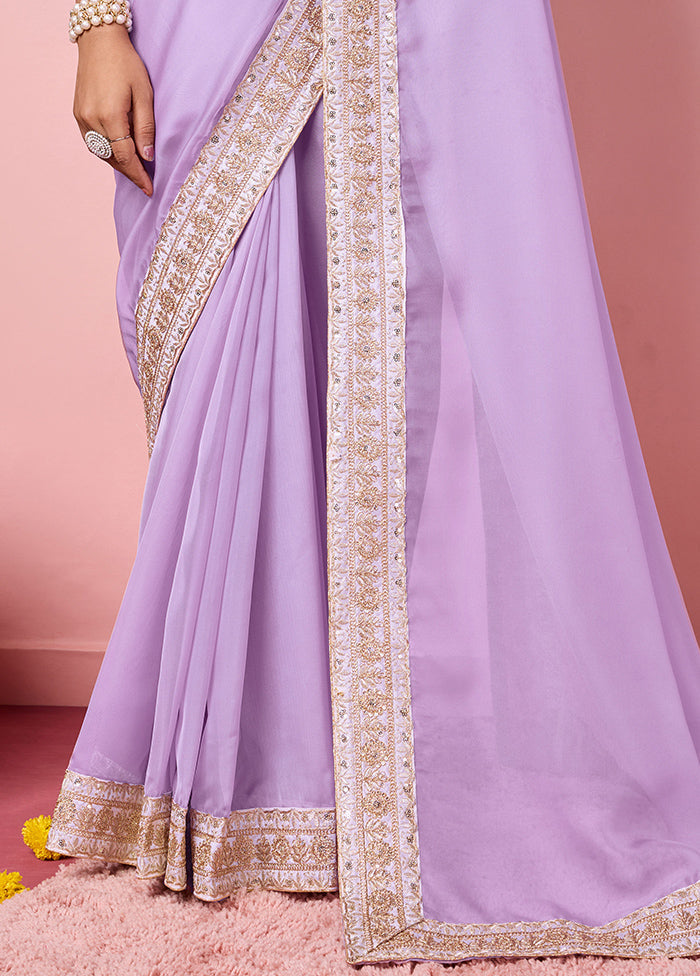 Purple Organza Saree With Blouse Piece Online Online With Mastercard