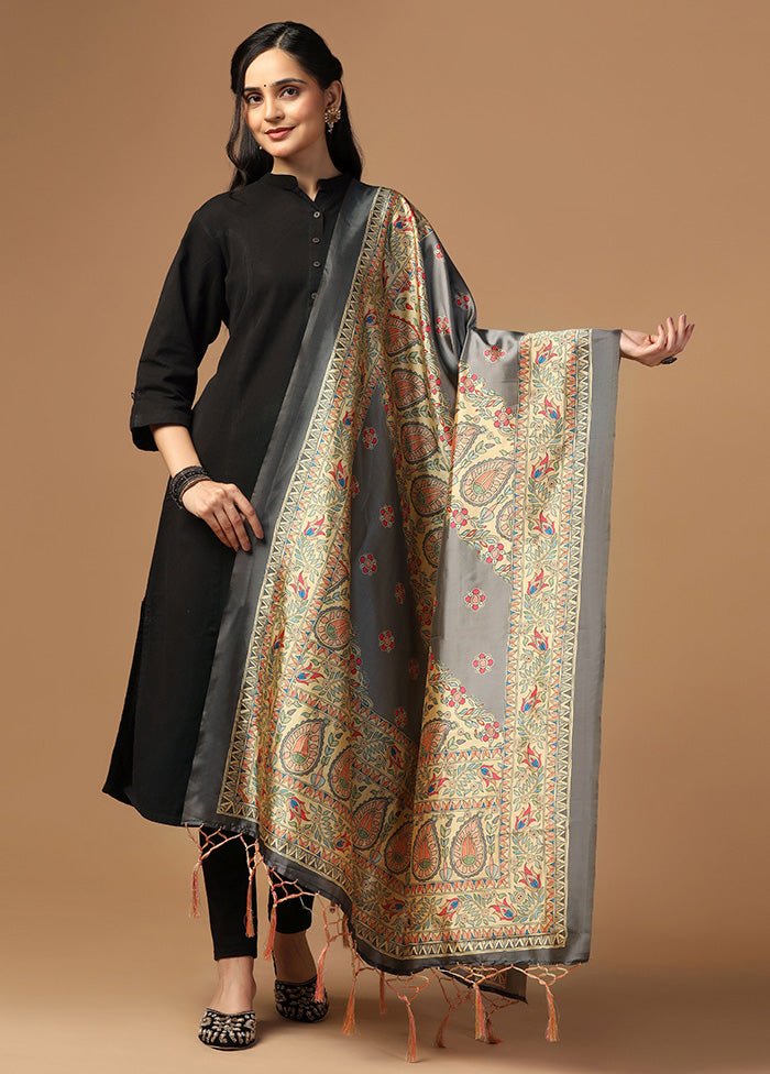 Grey Art Silk Dupatta Quality Free Shipping Outlet