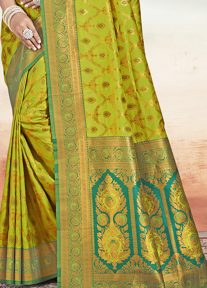 Olive Green Dupion Silk Saree With Blouse Piece Sale Wiki