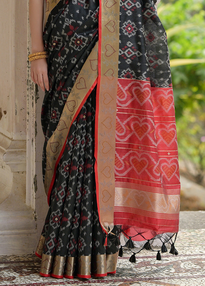 Black Spun Silk Saree With Blouse Piece Free Shipping Shop