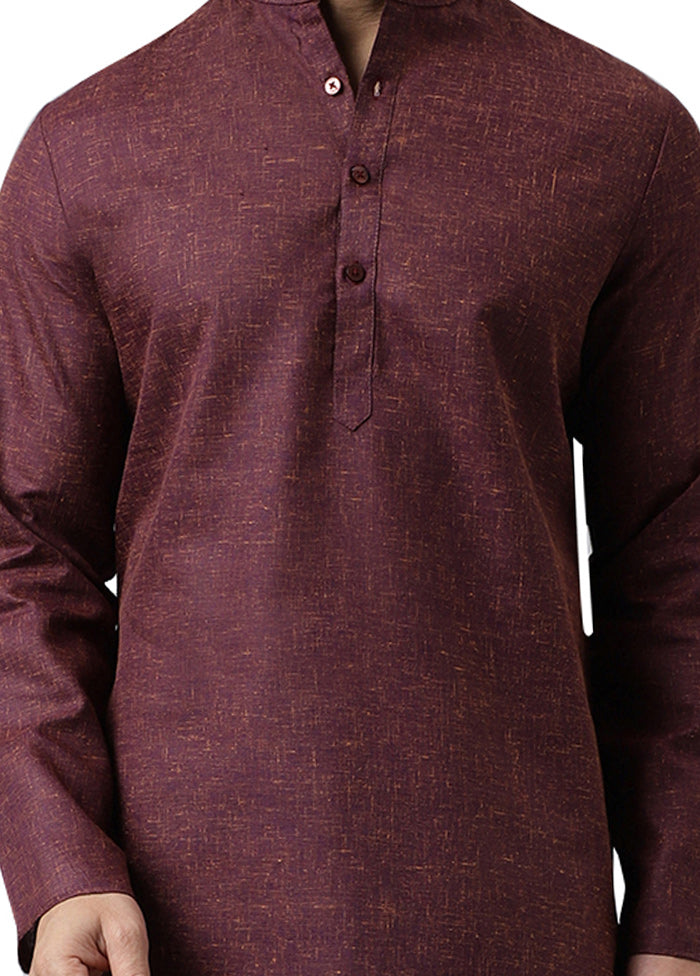 Maroon Cotton Solid Kurta Sale 2025 New