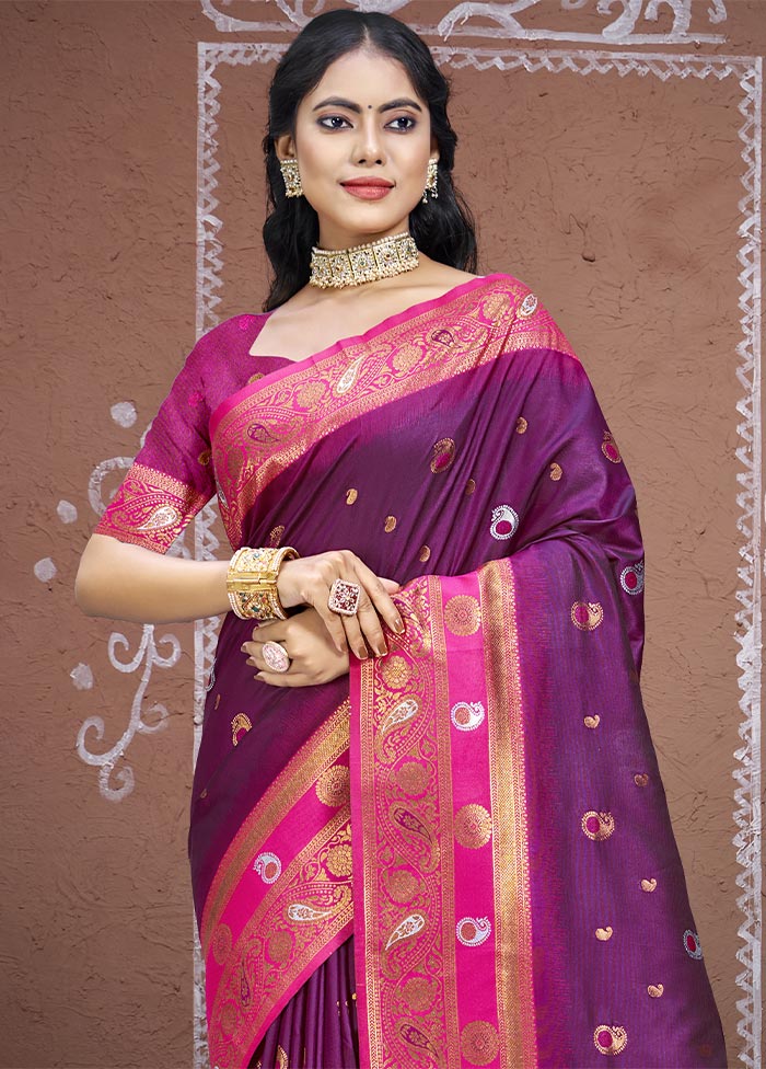 Wine Dupion Silk Saree With Blouse Piece Buy Cheap Low Shipping Fee