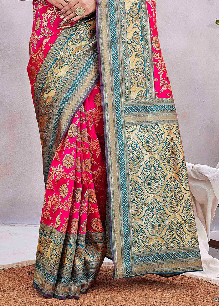 Pink Spun Silk Saree With Blouse Piece Cheap Lowest Pice