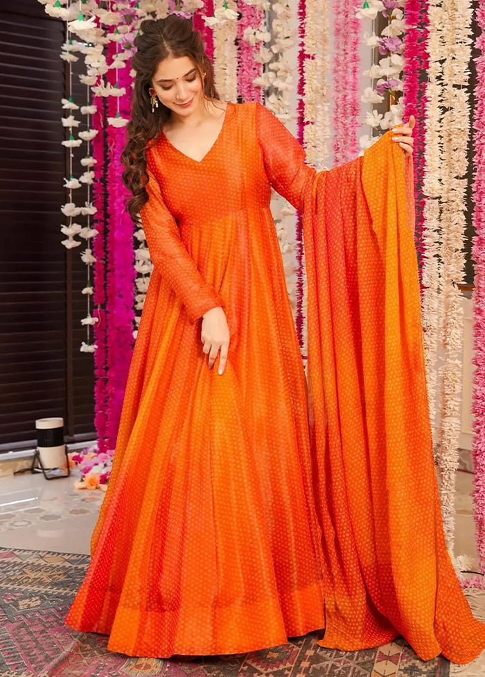 Orange Readymade Silk Dupatta Indian Dress Sale Purchase