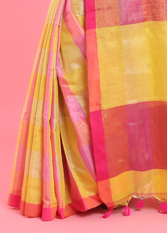 Yellow Spun Silk Saree With Blouse Piece Clearance Deals