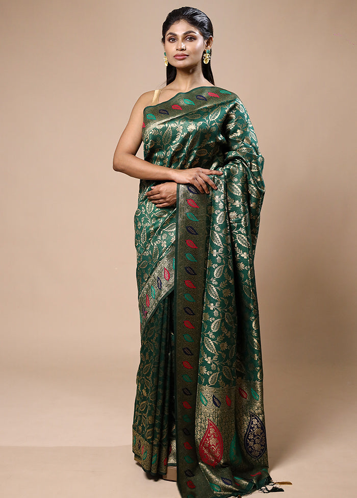 Green Dupion Silk Saree With Blouse Piece Clearance Pirce Sale