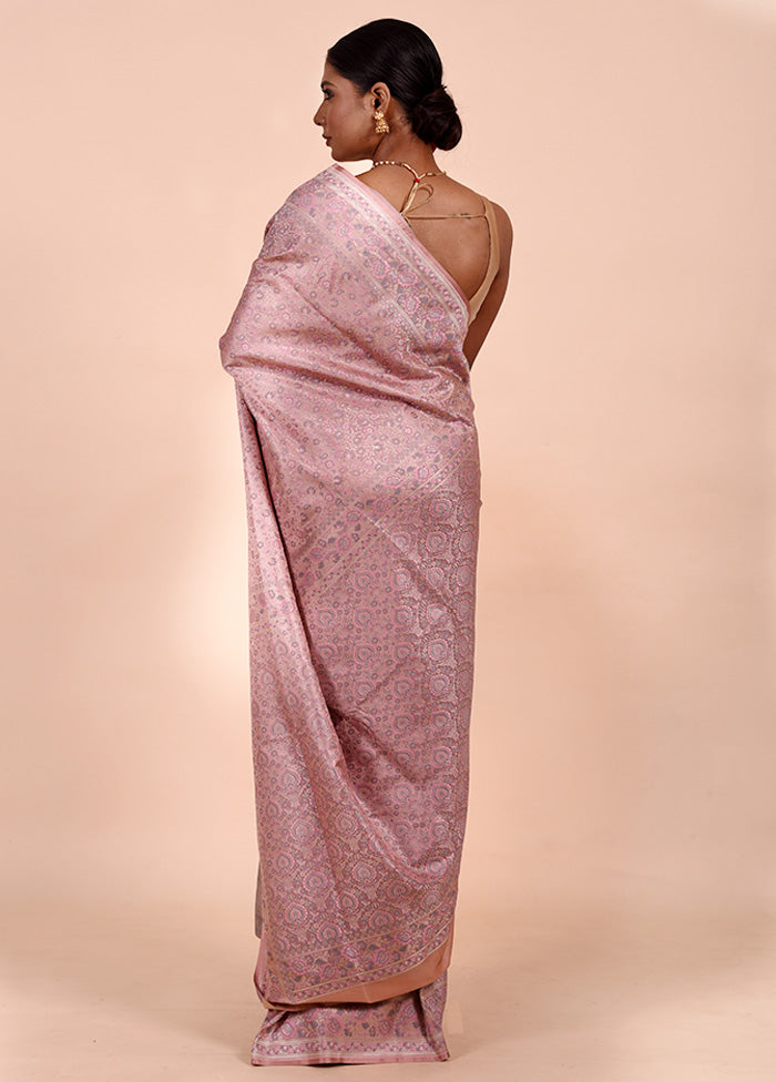 Pink Jamewar Silk Saree With Blouse Piece Official Site Cheap Online