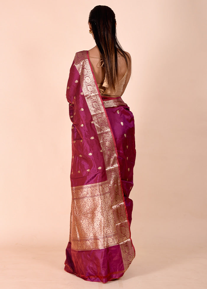 Purple Handloom Katan Pure Silk Saree With Blouse Piece 2025 New