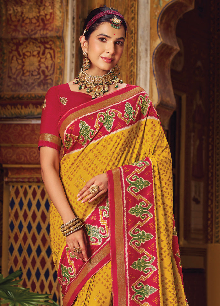 Yellow Spun Silk Saree With Blouse Piece Clearance For Nice