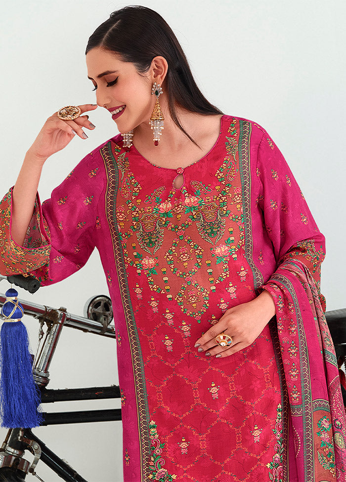 3 Pc Magenta Unstitched Pashmina Suit Set Outlet Online