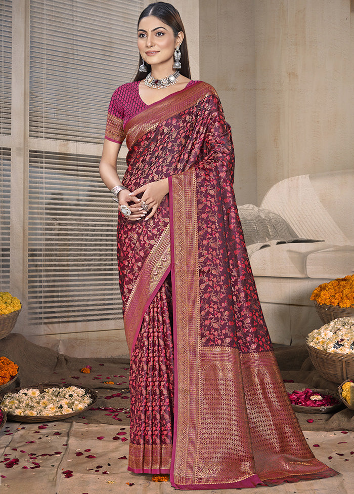 Pink Spun Silk Saree With Blouse Piece Best Pices For Sale