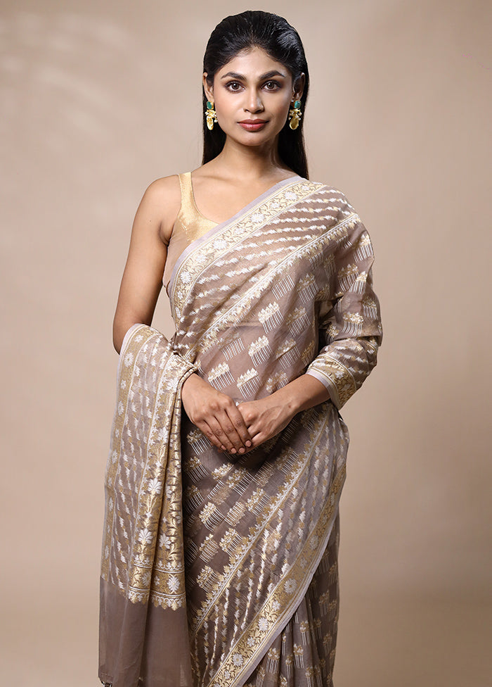 Grey Kora Silk Saree With Blouse Piece Cheap Footlocker