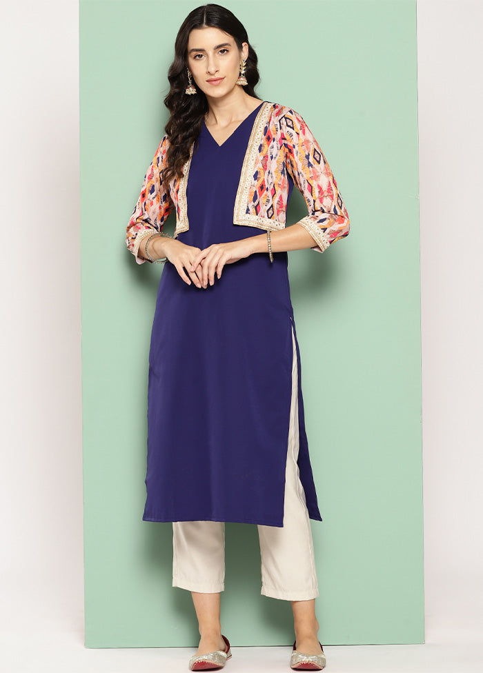 Navy Blue Readymade Cotton Kurti Pay With Paypal