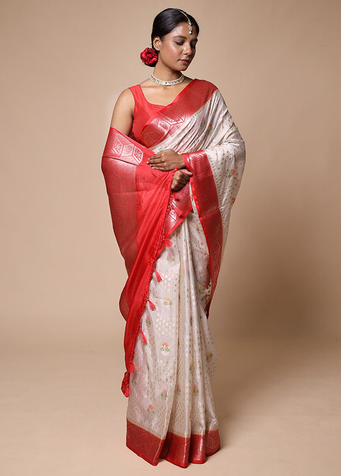 White Georgette Saree With Blouse Piece Stockist Online