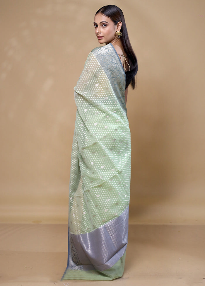 Green Kora Silk Saree With Blouse Piece Discount Shop