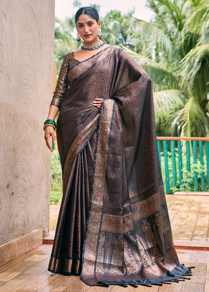 Black Kanjivaram Silk Saree With Blouse Piece Cheap Sale Footlocker Pictures