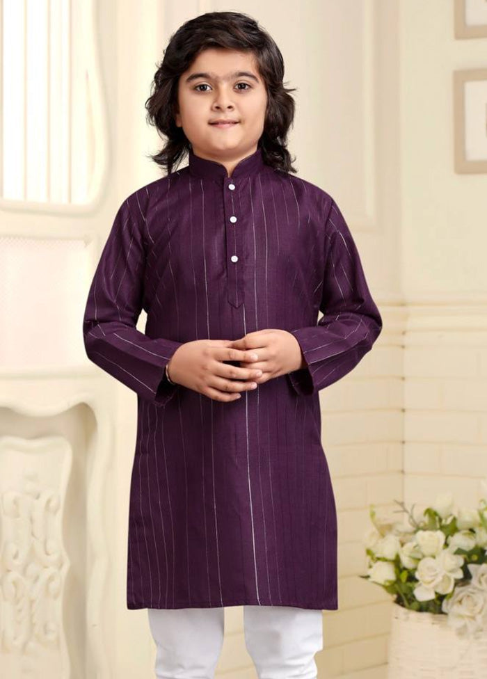 Purple Pure Cotton Kurta Pajama Set For Sale