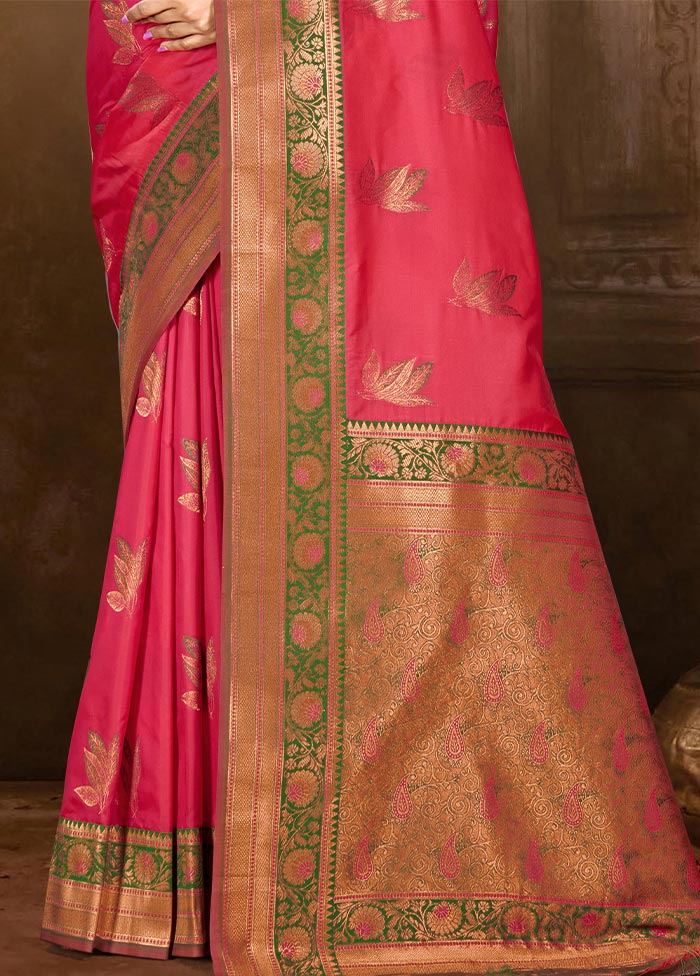 Dark Pink Dupion Silk Saree With Blouse Piece Popular Cheap Online